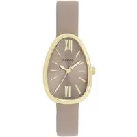 OOZOO Quarzuhr Damenuhr C11637 – Gold & Taupe, Egg-Shape, Lederband, 22×31 mm