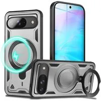 Nalia Smartphone-Hülle Google Pixel 9 16 cm (6,3 Zoll), Panzer Militärschutz / Extrem Robust / Magsafe / 360° Ring / Kickstand