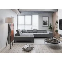 Home affaire Ecksofa Ancona New, wahlweise motorische Sitztiefenverstellung, auch in Cord, feine Steppung, mit Kopfteilverstellung, 3 Zierkissen, L-Form