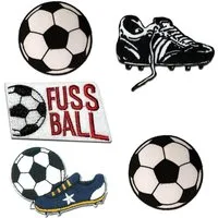 Catch the Patch Aufnäher Bügelbild, Aufbügler, Applikationen, Patches, Flicken, zum aufbügeln, Polyester, Fußball Set 5 Stück 