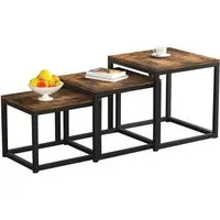WAOHO Couchtisch Couchtisch 3 Stücke,MDF Beistelltisch,Satztisch mit Metallrahmen