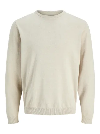 JACK&JONES - JJEBASIC KNIT CREW NECK NOOS Moonbeam - Gr. - XS