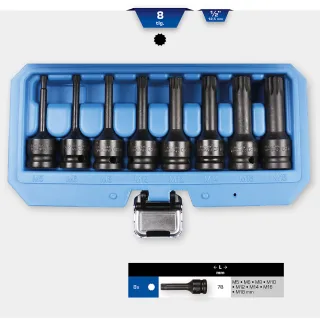 Brilliant Tools 1/2" Kraft-Bit-Stecknuss-Satz, XZN, 8-tlg, M5 - M18 - BT022605