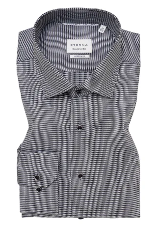 ETERNA - Dynamic Cotton Dobbydesign Langarm anthrazit - Gr. - 44