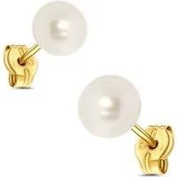 Miore Perlenohrringe MA4007E Ohrringe 14 Karat (585) Gold, Damen Ohrstecker in Gelbgold - Made in Italy