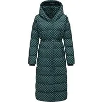Ragwear Steppmantel Niara Long Print wasserdichter Mantel mit angesagtem Hahnentritt Muster