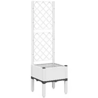 vidaXL Blumentopf Pflanzkübel mit Rankgitter Weiß 40x40x142 cm PP (1 St)