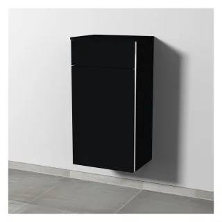 Sanipa 3way Mittelschrank mit 1 Auszug und 1 Wäschekorbklappe, Schwarz-Matt, BS15408 BS15408