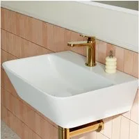 HOROW Waschbecken Waschtisch Handwaschbecken Klein Keramik (Waschbecken 1 Hahnloch mit Überlauf für Badezimmer und Gäste-WC, 48 x 42 x 13 cm)