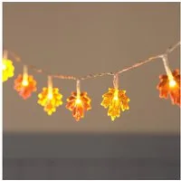 Lights4fun LED-Lichterkette 20er Ahornblatt LED-Lichterkette mit Timer Orange