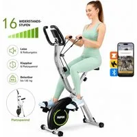 kehot Heimtrainer X-Bike Heimtrainer klappbar mit 16-Stufen-Magnetbremse (Bluetooth App für Kinomap & Zwift interaktives Training, Indoor Bike 5-fach Verstellbare Sitzhöhe,mit Pulssensor LCD Display), 5-fach verstellbarer Sitz mit Pulssensor & LCD Di