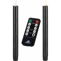 Coen Bakker LED-Kerze Wax Candles (Set, 3-tlg), Stabkerzen Fernbedienung Shabby Timer Dimmer schwarz 23cm