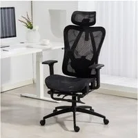 AMBINESS Bürostuhl Schreibtischstuhl, verstellbare Armlehnen & Kopfteil, 6 Modelle (Ergonomisch, stufenlos verstellbare Lendenstütze), inkl. 2 Rollensets, bis 150kg