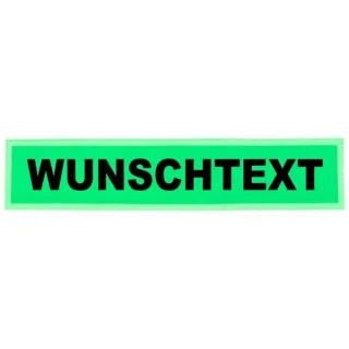 Rückenschild 38 x 8 cm mit Wunschtext | leuchtgrün | glänzend | ein- oder zweizeilig | Klett | personalisierbar |  passend für Funktionswesten 1-zeilig