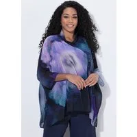 Ulla Popken Druckbluse Chiffon-Tunika doppellagig Schalkragen 3/4-Arm