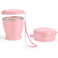 FOUORTUNATE-BEE Thermobecher Faltbarer Silikonbecher 260 ml – mit Deckel, wiederverwendbar, Tragbarer Reisebecher für Camping, Picknick, Büro und unterwegs