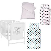 Baby-Delux Komplettbett Babybett Mia Komplettset, 7-tlg., Kinderbett 60x120 cm weiß, Bettset verschiedene Designs