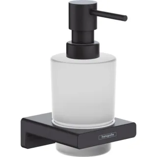 hansgrohe AddStoris Q Seifenspender 41745670 Wandmontage, 200 ml, Glaseinsatz, Metall, schwarz matt