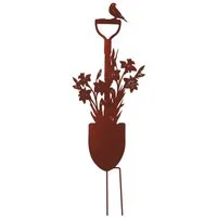 UNUS GARDEN Gartenstecker Gartenstecker Spaten mit Blumen Rostoptik (1-St) Beetstecker Dekostecker rostige Deko Garten robust