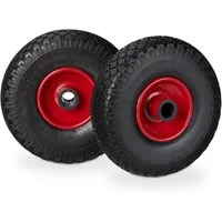 relaxdays Sackkarren-Rad Sackkarrenrad Vollgummi im 2er Set, Schwarz-Rot