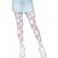Leg Avenue Strumpfhose Nylon Strumpfhose mit Blumen Muster - weiß (1 St) transparent