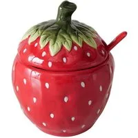 BOLTZE GRUPPE GmbH Marmeladenglas Vorratsdose STRAWBERRY, Keramik, (3-teilig), Marmeladenglas mit Löffel