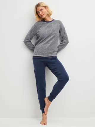 CALIDA - DAMEN Pyjama mit Bündchen peacoat blue - Gr. - M