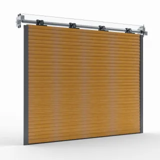Rolltor in Holzoptik, Garagenrolltor Typ Basic, Panzer und Schienen in Eiche Gold, 1000 x 1500 mm, individuell konfigurieren