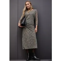 STREET ONE Meshkleid mit Leo-Muster, seitliche Raffungen