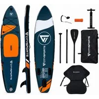 CITYSPORTS Inflatable SUP-Board 320x80x15cm,aufblasbares Stand Up Paddle Board set bis 160 kg, Komplettset mit Paddel, Pumpe, Rucksack, Leash, Finnen & Kajak-Sitz
