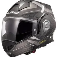 LS2 Motorradhelm FF901 Advant X Carbon Horizon Klapphelm, vorbereitet für Kommunikationssystem,Notfallsystem-Polsterung (EQ