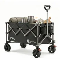SUNULA Bollerwagen Handwagen Faltbar Bollerwagen, 150 L, Gartenwagen bis 120 kg belastbar, mit EIN-klick-Handgriff, Geländegängig Räder mit Bremsen