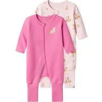Name It Schlafanzug NBFNIGHTSUIT 2P ZIP FF ROSE DEER NOOS (Packung, 2 tlg) aus Baumwoll-Jersey, schmale slim fit Passform, mit Reißverschluss