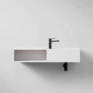 Steinberg Serie 443 Waschtisch Wandwaschtisch aus Mineo Stone, matt white, 443 7135 W 443 7135 W