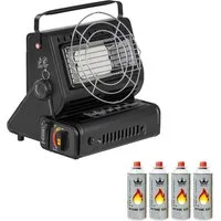 Mianova Heizstrahler Camping Heizung 2in1 Gasheizung 90° drehbar 1,3 KW + 4 Gaskartuschen, Gasheizer, Gasheizung für Camping und Angeln