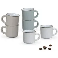matches21 HOME & HOBBY Tasse Moderne Keramik Espresso-Tassen 6er Set weiß beige grau 50 ml, 6-tlg., Keramik, Kleine dickwandige Vintage Henkel Kaffee-Tassen ohne Untertassen