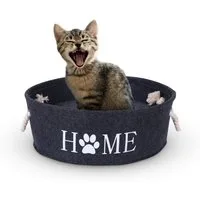 Bestlivings Tierbett Katzenkorb Ø40cm + Kissen, Katzenbett - Katzenschlafplatz aus Filz, Filzbett für Katzen