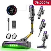 Ultenic Akku-Stielstaubsauger Akkustaubsauger,78000PA/650 W/Zero-Tangle-Bodenbürste, 650,00 W, beutellos, Anti-Tangle Bodenbürste für Hartböden Teppiche Tierhaare