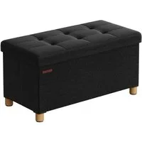SONGMICS Sitzbank sitzhocker mit Stauraum, klappbare Sitztruhe, Fußbank,76/110cm,bis 300 kg belastbar