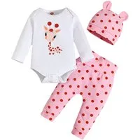 Lapastyle Shirt & Leggings Baby Neugeborenes Langarm Casual Basic Kleidung, süßer Stil (Set, 3-tlg) Tierdruck, Tupfendruck, süßes Set für Baby Mädchen