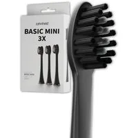 Zahnheld Aufsteckbürsten Ersatzbürsten Basic Mini für Kinder - ideal für Schallzahnbürste Gero, im 3er, 6er oder 9er Set, Zahnpflege Set, schmale Wechselköpfe, plastikfrei verpackt, 3 Stück, schwarz