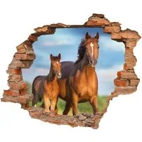 WallSpirit Wandtattoo Wanddurchbruch "Pferd mit Fohlen", Selbstklebend, rückstandslos abziehbar