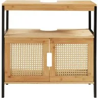 en.casa Waschbeckenunterschrank »Tervola« 60x60x35 cm Schwarz/Bambus