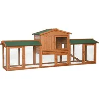 lionto Kleintierstall, großer Doppelstock-Kaninchenstall aus Holz 212x52x85 cm, mit Rampe, Schublade & Bitumendach, wetterfest & sicher
