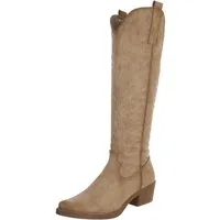 Ital-Design Damen Kniehohe Stiefel mit eleganter Stickerei Westernstiefel (89937841) Blockabsatz Stiefel in Hellbraun