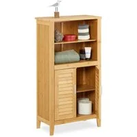 relaxdays Midischrank Badezimmerschrank LAMELL Bambus