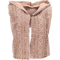 Guru-Shop Langjacke Rückenfreie Boho Weste mit Kapuze, Festival.. alternative Bekleidung
