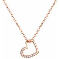 Felino Herzkette Halskette Herz Diamanten Schmuck Damen Frauen 925 Silber Gold Rose (1-tlg), Verstellbare Halskette mit Herz Anhänger