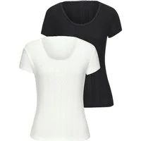 Vivance by Lascana T-Shirt Unterziehshirt (2er-Pack) aus feiner Pointelle-Ware mit Spitze, reine Baumwolle