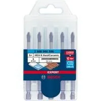 EXPERT HEX-9 HardCeramic Dachziegel-Bohrer, Ø 5mm 5 Stück, Länge 90mm